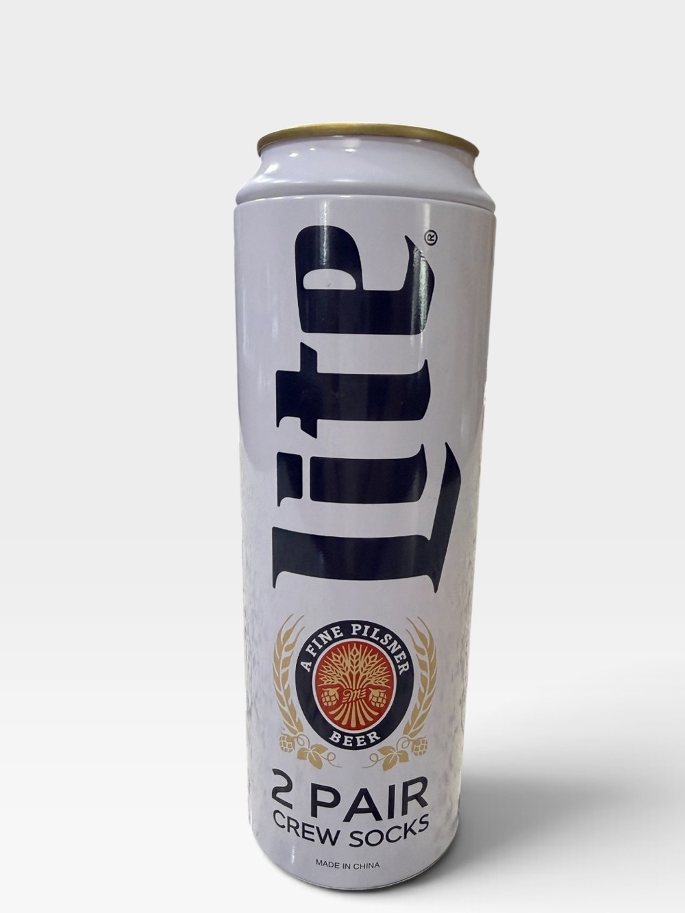 UNISEX Miller Lite Crew Socks In Novelty Beer Can- Size 8-13 Shoes NEW